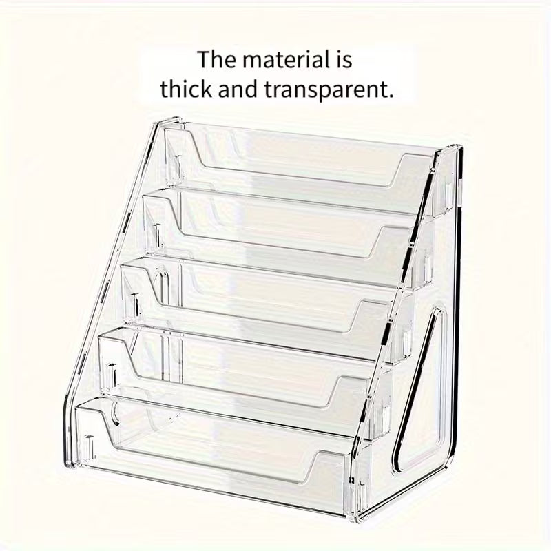 Desktop Storage Bookshelf, 3-Tier/5-Tier Stepped Acrylic Display Rack, Picture Book Magazine Stand, Bedside Reading Book Stand